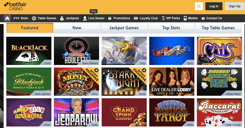 betfair casino review - games
